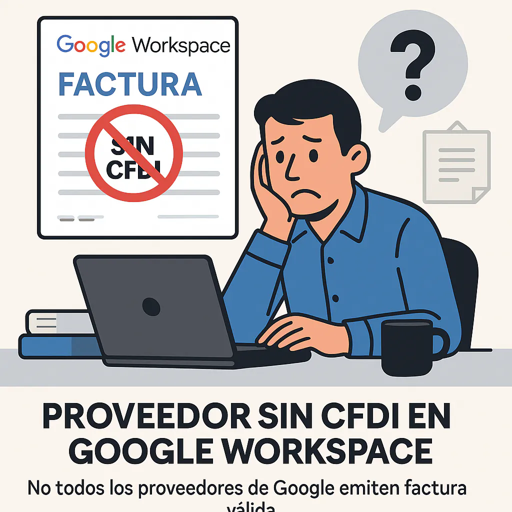 Proveedor de Google Workspace sin CFDI válido