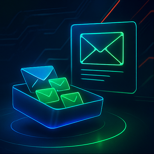 Ilustración digital de transferencia de correos electrónicos de Gmail a Google Workspace, representando una migración segura y rápida.