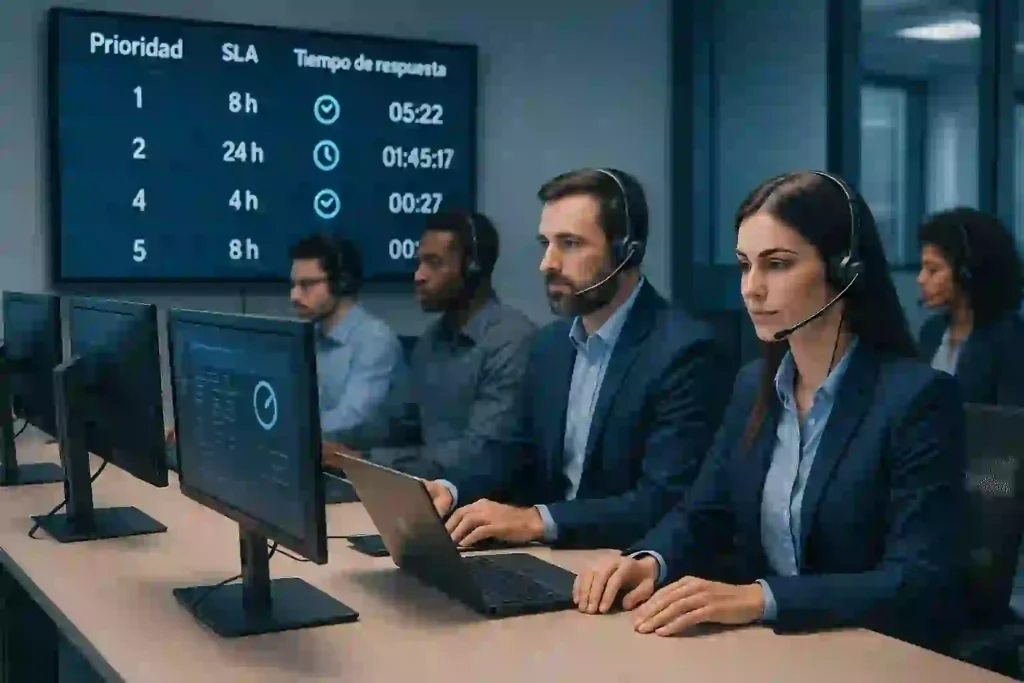 equipo de soporte TI en oficina