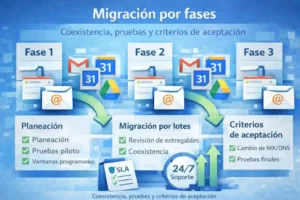 Migración por fases para Google Workspace con validación y cero pérdidas