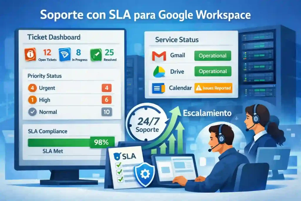 Comprar Google Workspace con soporte incluido con SLA y continuidad operativa