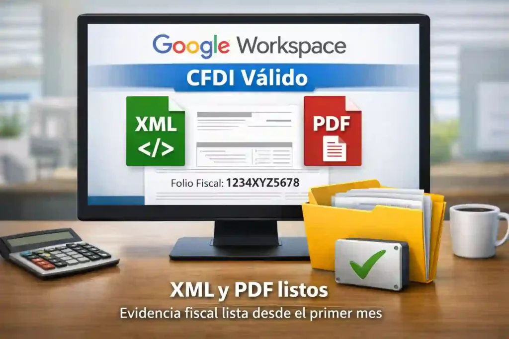 Google Workspace con CFDI válido con XML y PDF listos para contabilidad