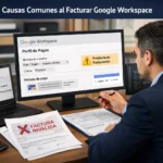 problemas para facturar Google Workspace en México con revisión de perfil de pagos y datos fiscales