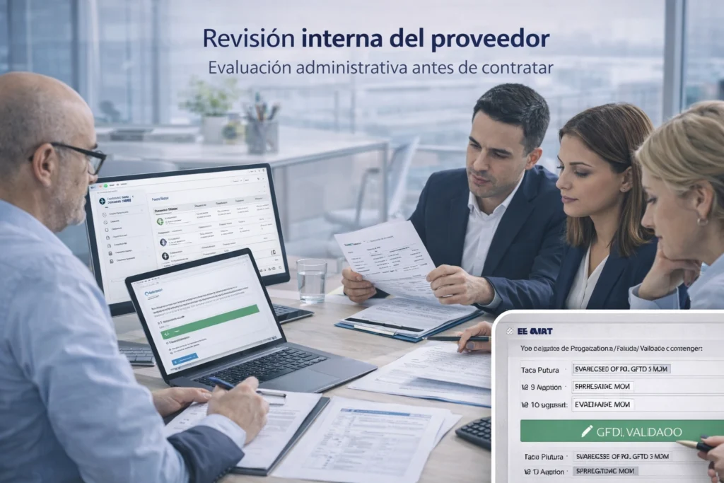 equipo administrativo revisando soporte, cobros y facturación digital en oficina moderna