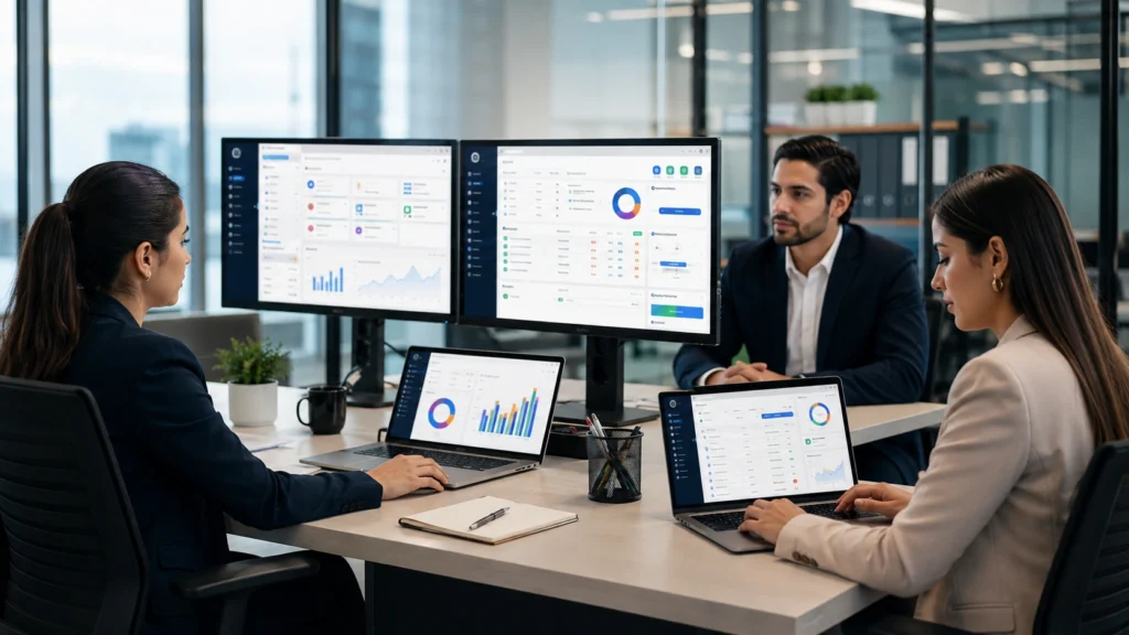 Equipo de tecnología y finanzas administrando permisos y proyectos de Google Cloud